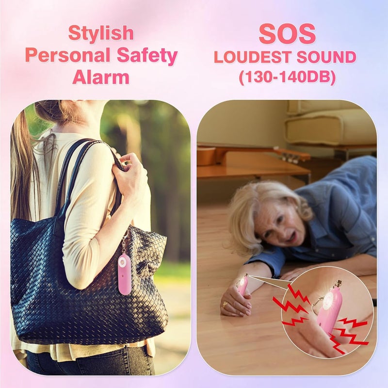 MtMinn Personal Safety Alarm for Women - 130dB Self Defense Keychains Siren Whistle, Replaceable Battery with SOS LED Strobe Light - Emergency Security Safe Protection Devices for Kids Elderly - Image 2
